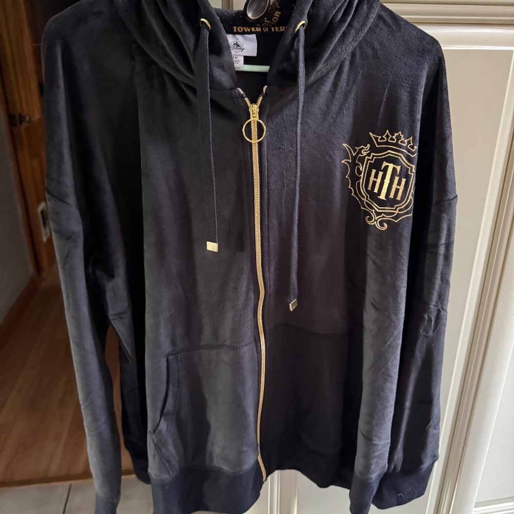 Disney Parks Black Velour Tower of Terror Jacket Size 1X
